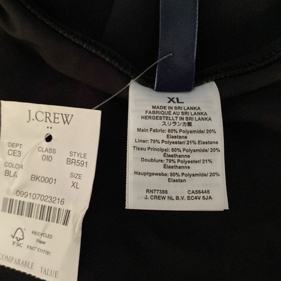 J. Crew Factory One Piece Black Swimsuit, Size XL - Picture 8 of 8